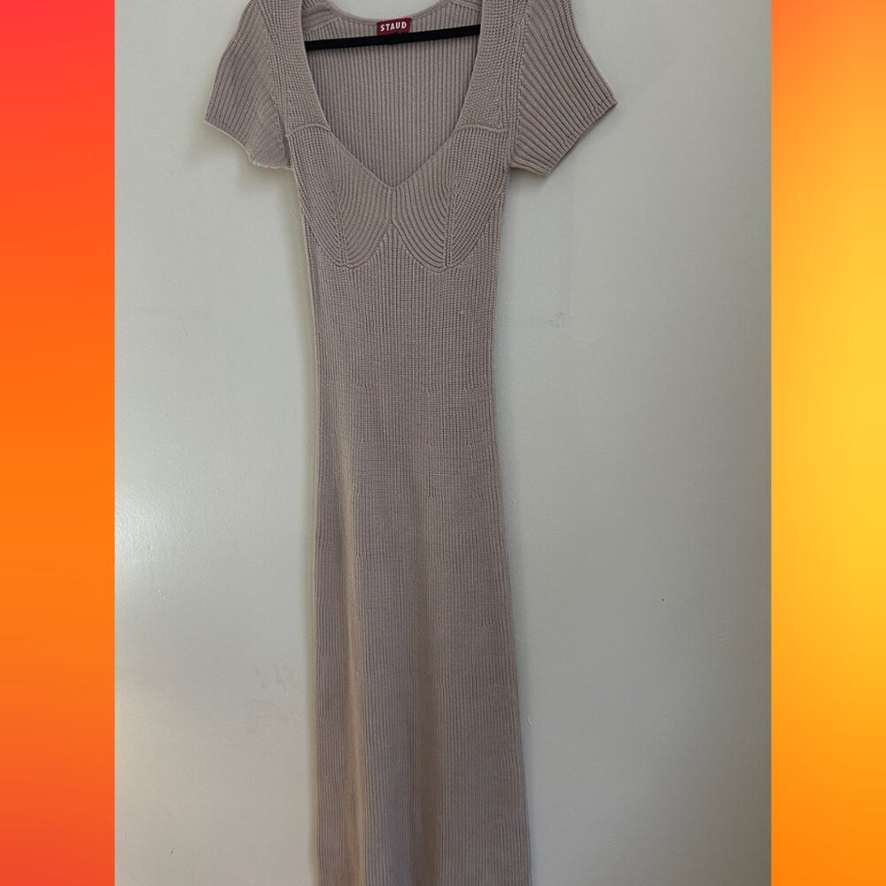 STAUD KNIT NEUTRAL DRESS IN SIZE XS